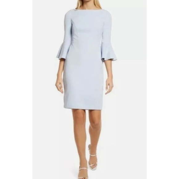 NWOT Harper Rose Bell Sleeve Bateau Neck Sheath Dress in Sky Blue Size 6 - Picture 9 of 9